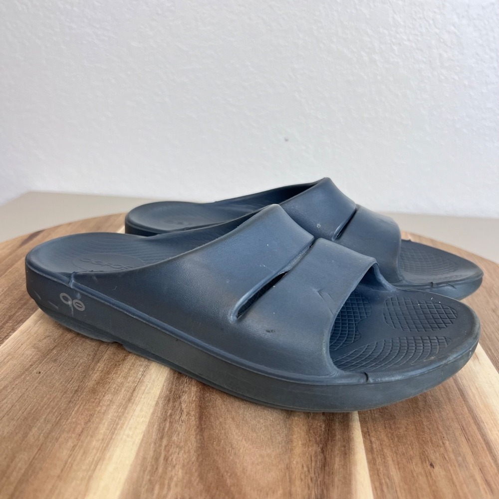 Oofoos OOahh Recovery Slides Womens 7 Blue Comfort Sandals Walking Supportive